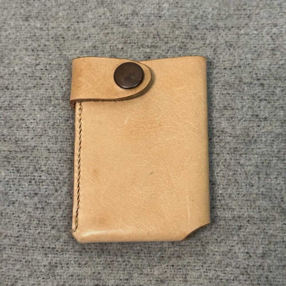Handmade Leather Wallet Card Holder Snap Closure Durable Rustic Craftsmanship
